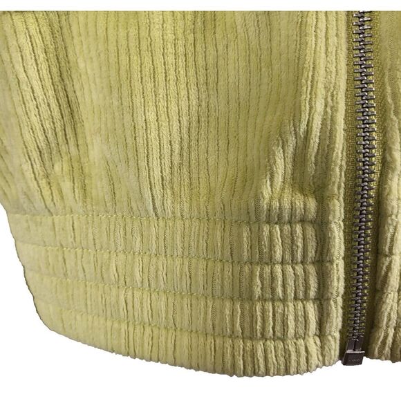 NEW Aerie X-Small Cropped Lime Green Ribbed Jacket Cotton Corduroy Zip Close - Picture 11 of 15